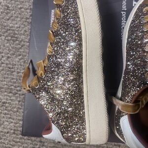 Sparkly Coach Glitter Sneakers with Gold Accents